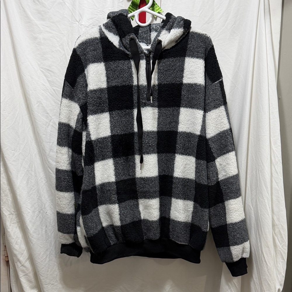 Cozy Black and White Checkered Hoodie
